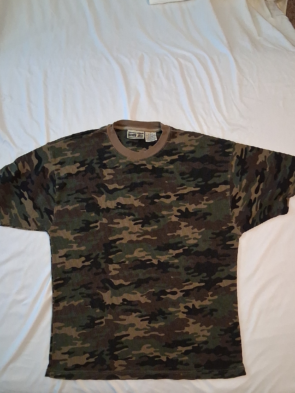 Men's Short Sleeve Camo Crew Neck Shirt - Brown/Olive